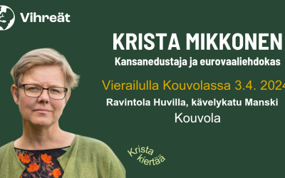 Krista Mikkonen Kouvolassa 3.4.